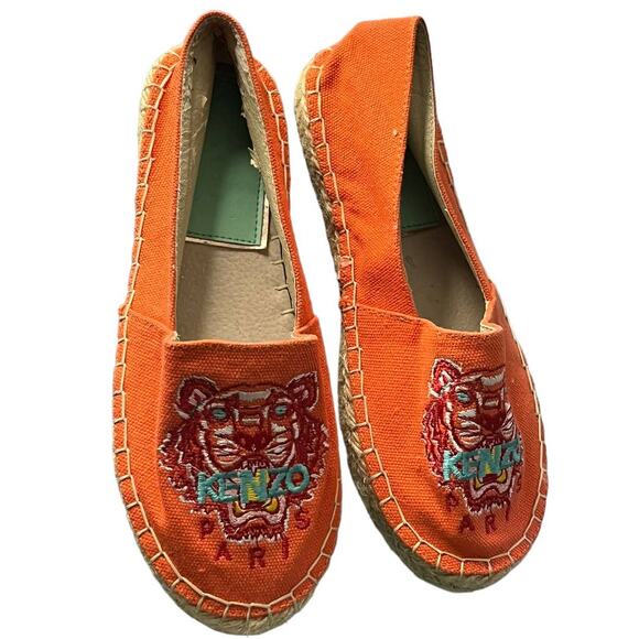 Kenzo Tiger-Embroidered Orange Canvas Espadrille Flats Size 35 (US SIZE 4) - Picture 10 of 16